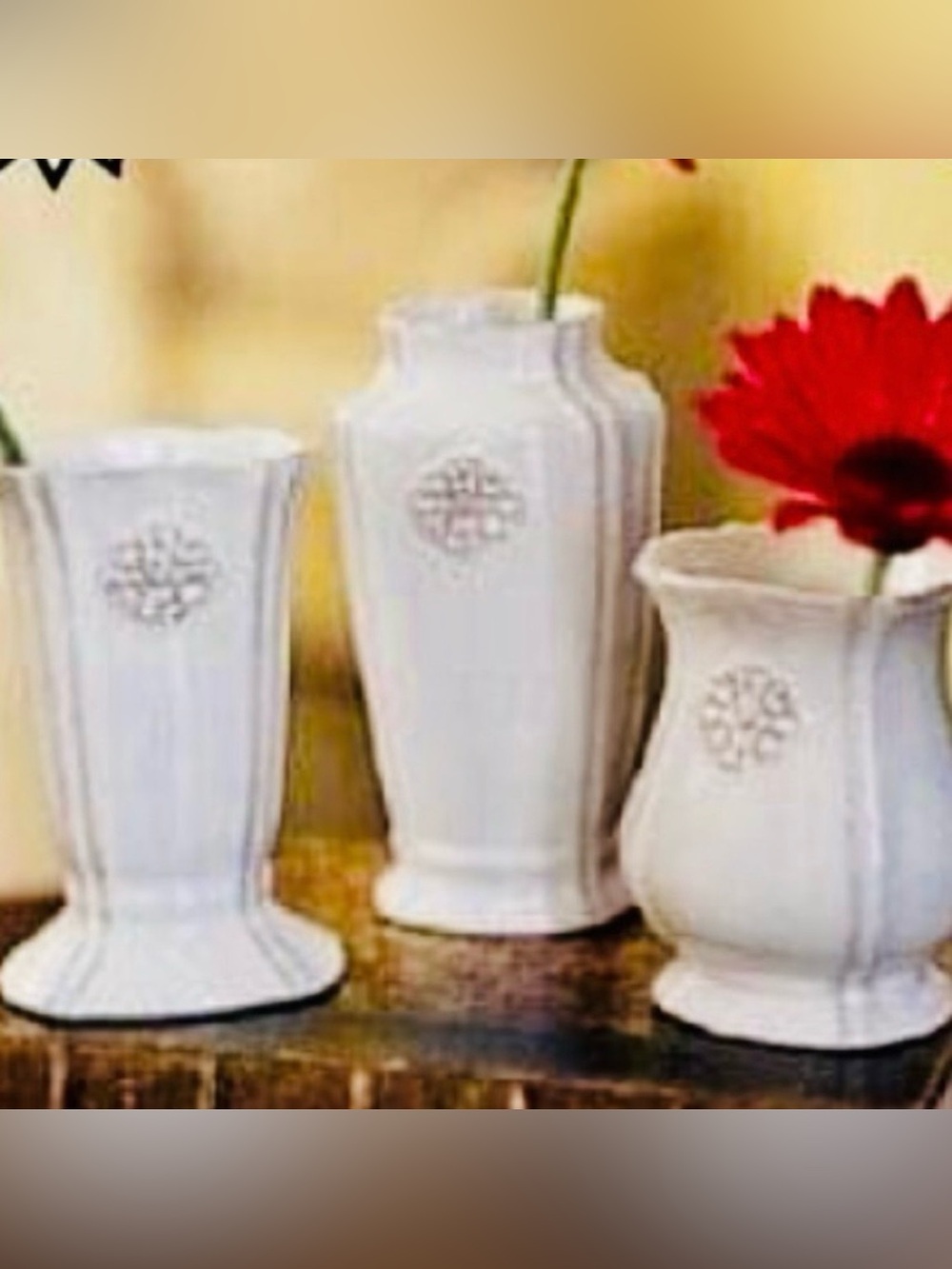 SL@H • Petite Bud Vases • Set of Three • Antique White • Gray Accents